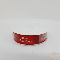Szatén szalag - piros - Merry Christmas