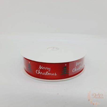 Szatén szalag - piros - Merry Christmas