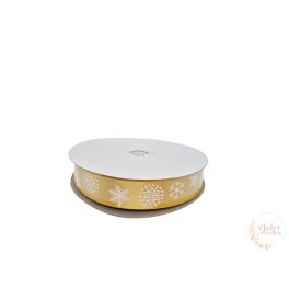 Hópehely mintás szatén szalag - 1,5 cm - arany